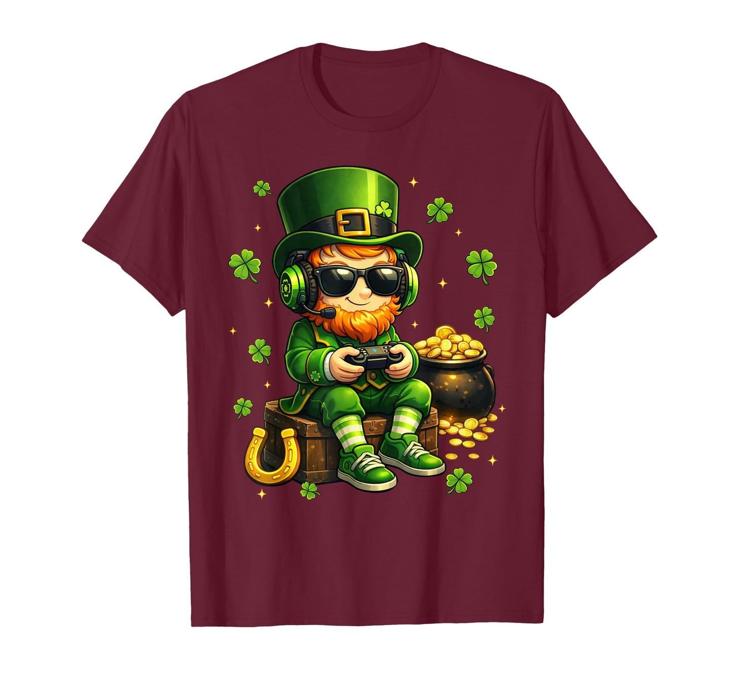 Video Game Leprechaun St Patricks Day Shirts Gamer Kids Boys T-Shirt