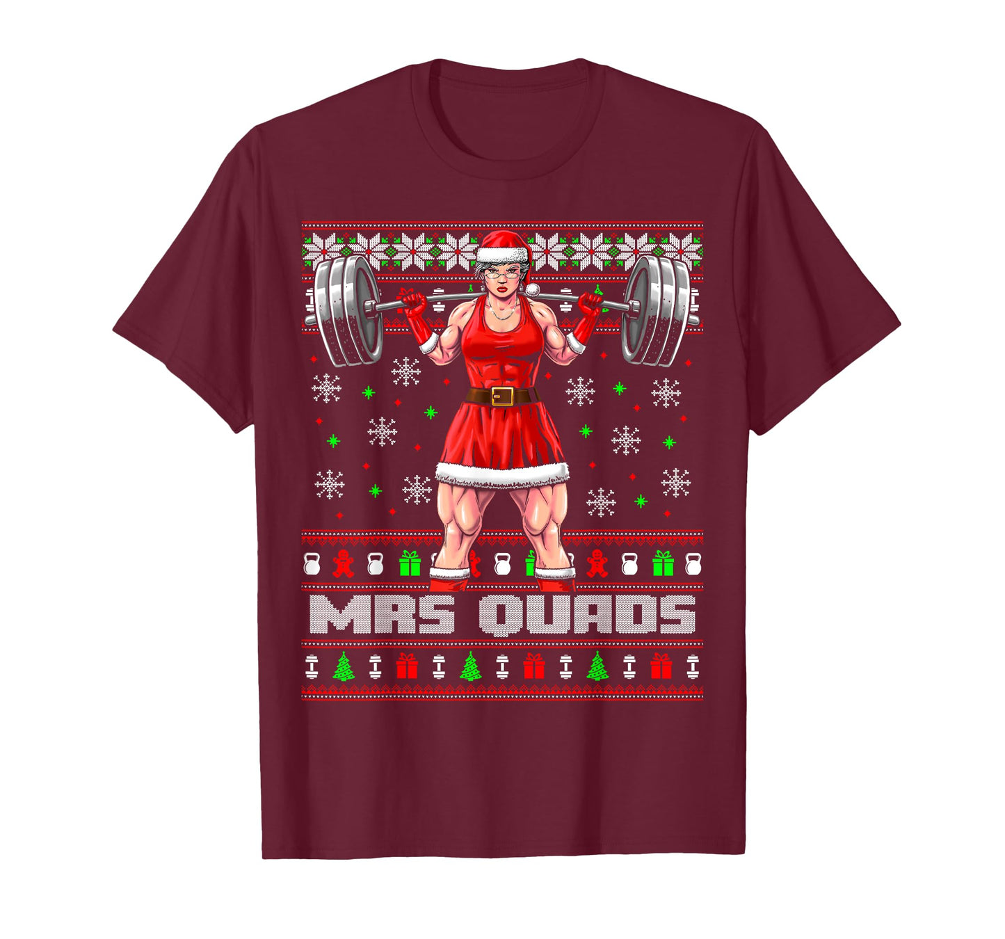Mrs Quads Funny Christmas Workout Shirt Lifting Gym Sweater T-Shirt