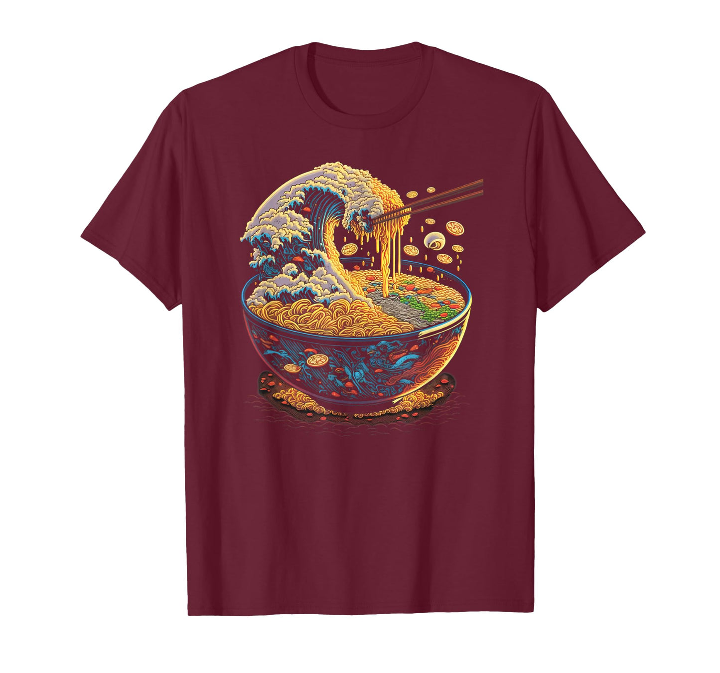 Japanese Kanagawa Wave Ramen Graphic Retro Anime Noodles Art T-Shirt