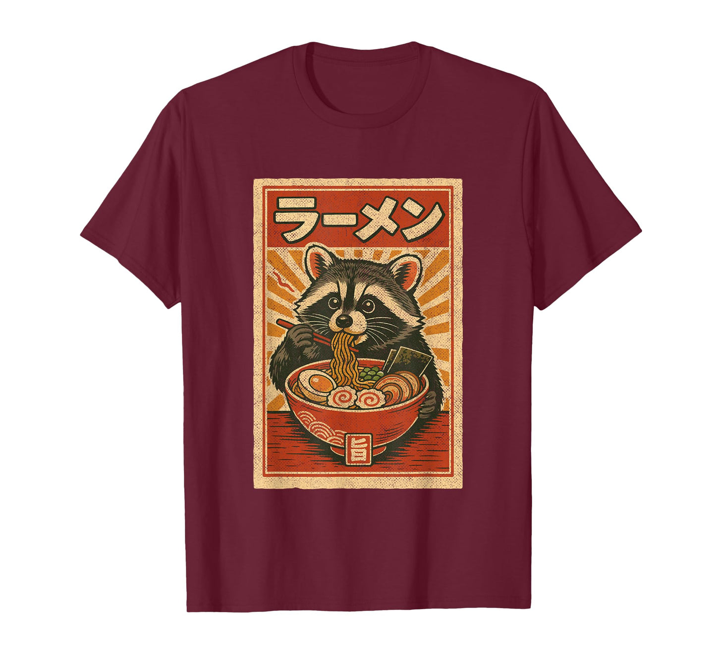 Kawaii Retro Vintage Japanese Graphic Funny Ramen Raccoon T-Shirt