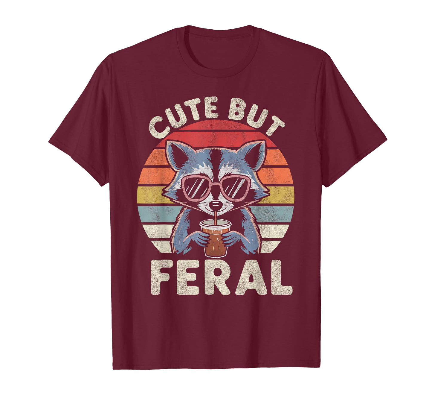 Cute But Feral Funny Racoon Sunglasses For Toddler Boys Kids T-Shirt