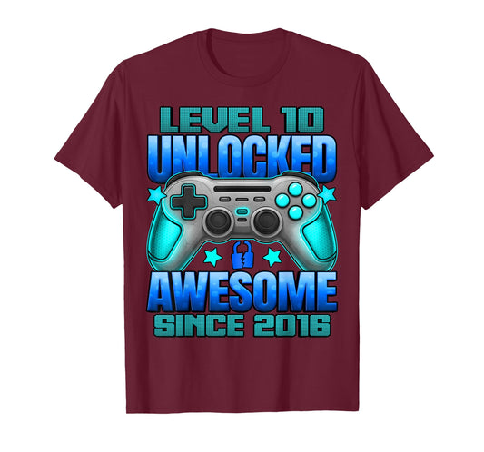 Level 10 Unlocked 10 Year Old Gifts Boys 10th Birthday Boy T-Shirt