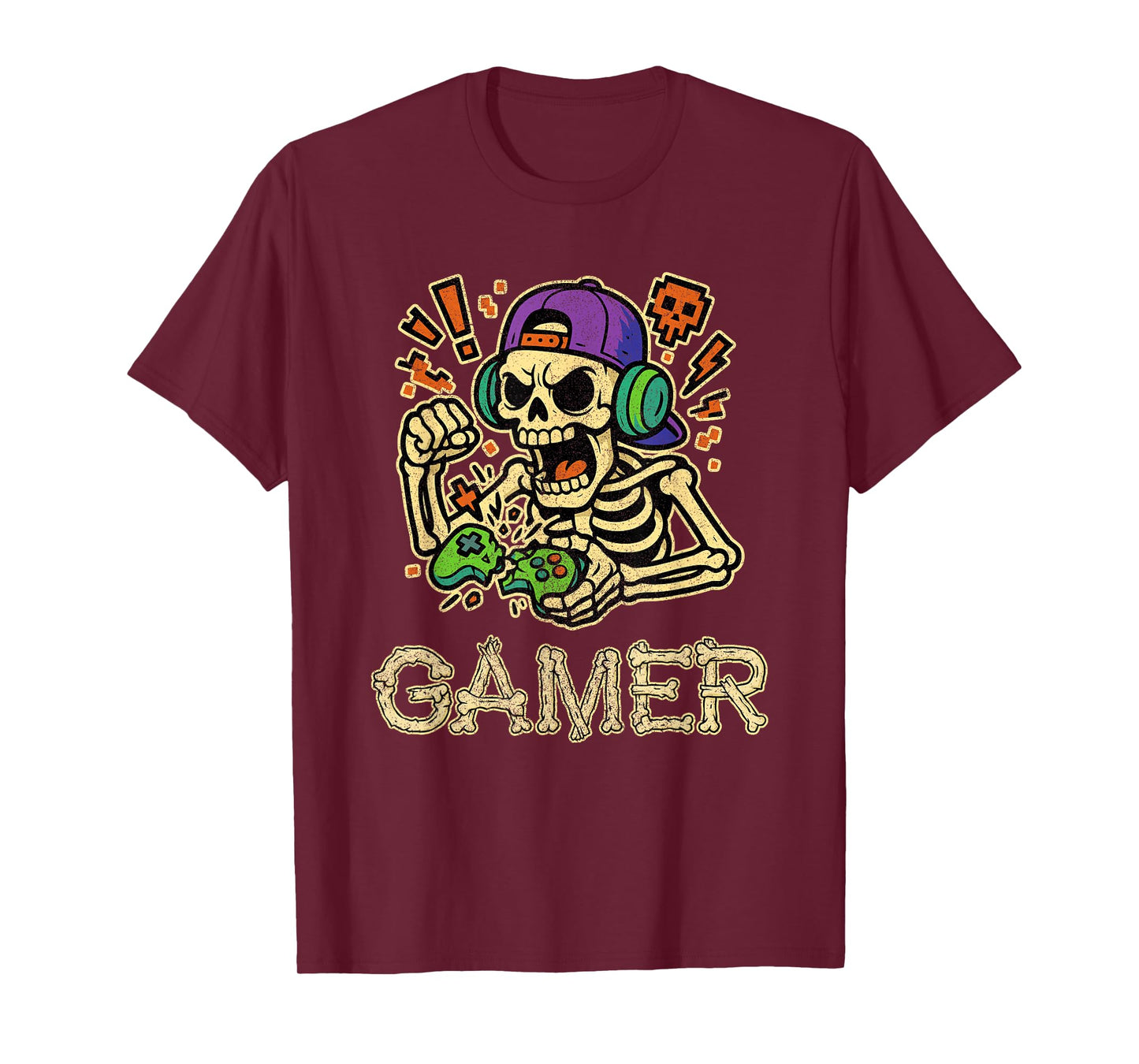 Funny Gamer Skeleton Gamer Teen Boys Video Gaming T-Shirt