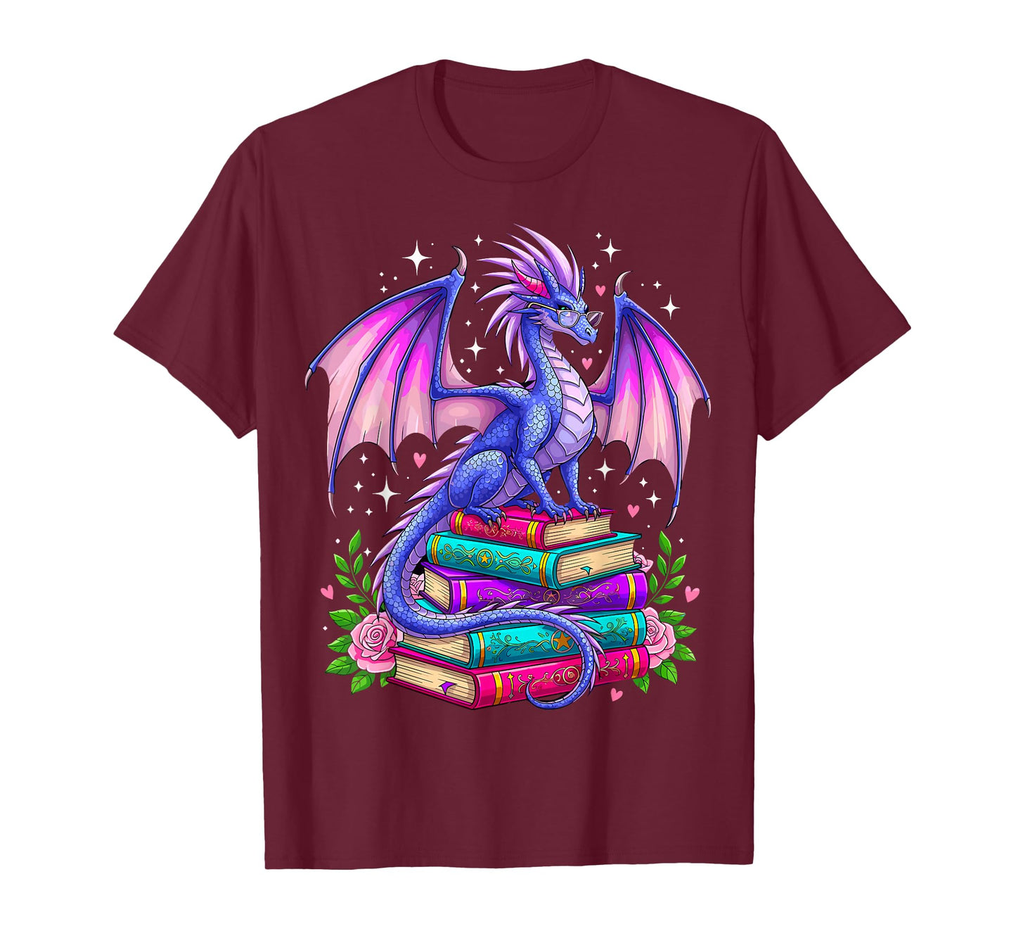 Fantasy Dragon Reading Books Bookworm T-Shirt