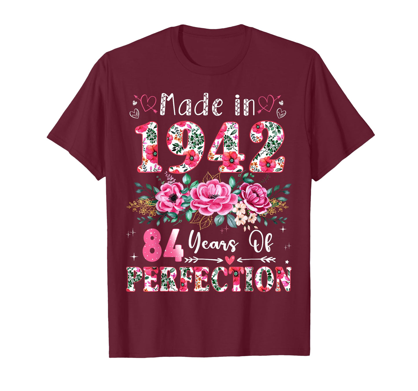 84 Year Old Made in 1942 Floral 84th Birthday Women T-Shirt