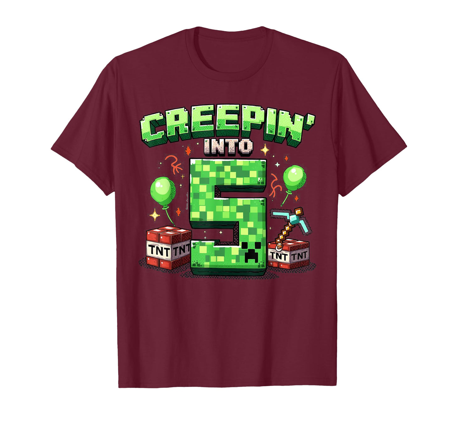It's My 5th Birthday Boy Gamer Creepin’ Into 5 Gamer Pixel T-Shirt