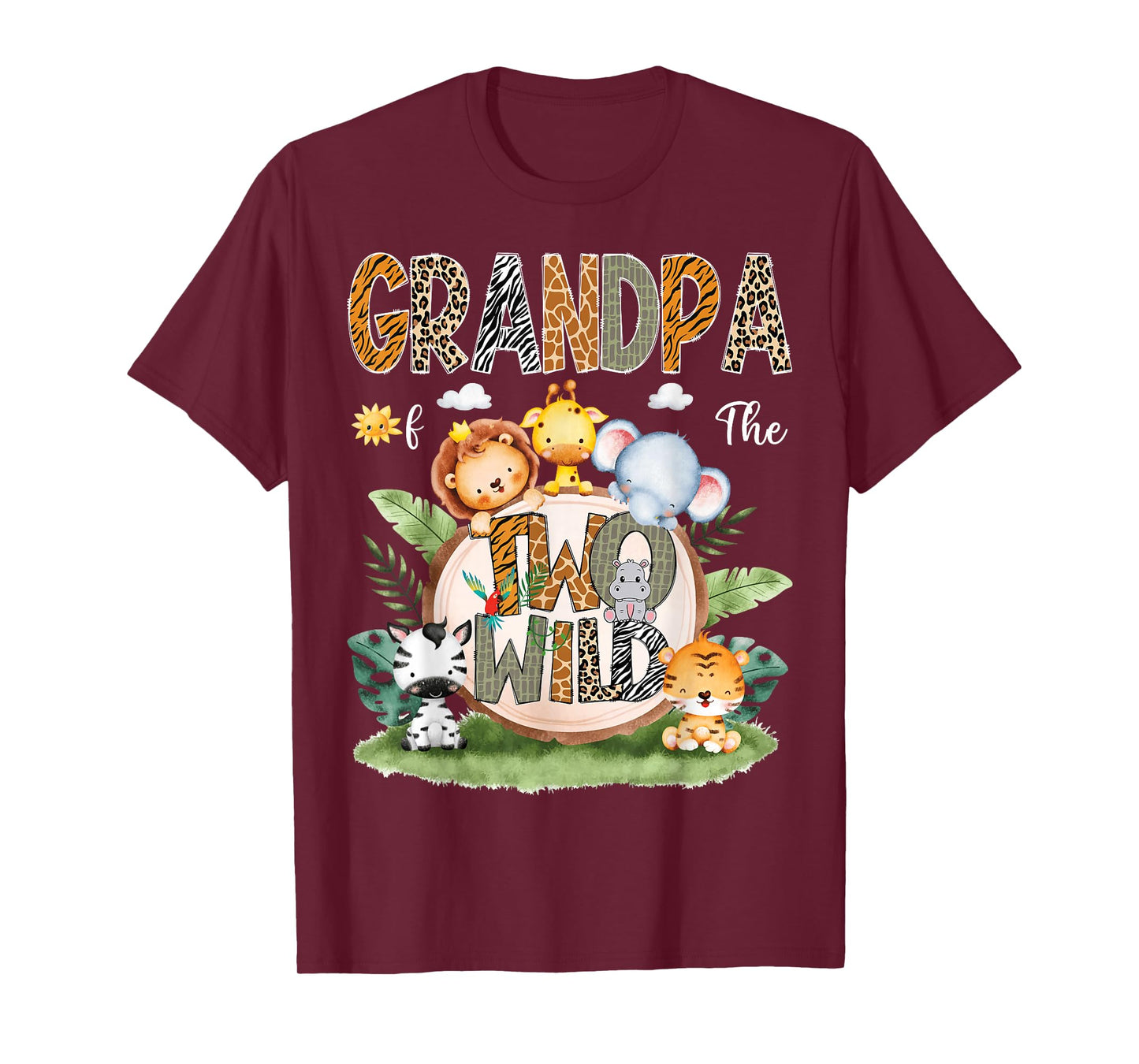 Grandpa Of The Two Wild 2Nd Birthday Safari Animal Lover T-Shirt