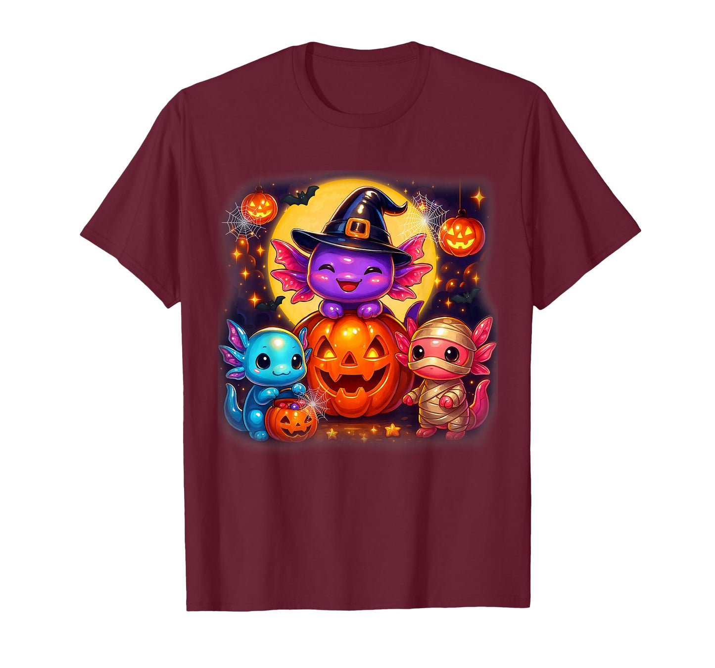 Cute Axolotl Jack O Lantern Halloween Costumes Boys Girls T-Shirt