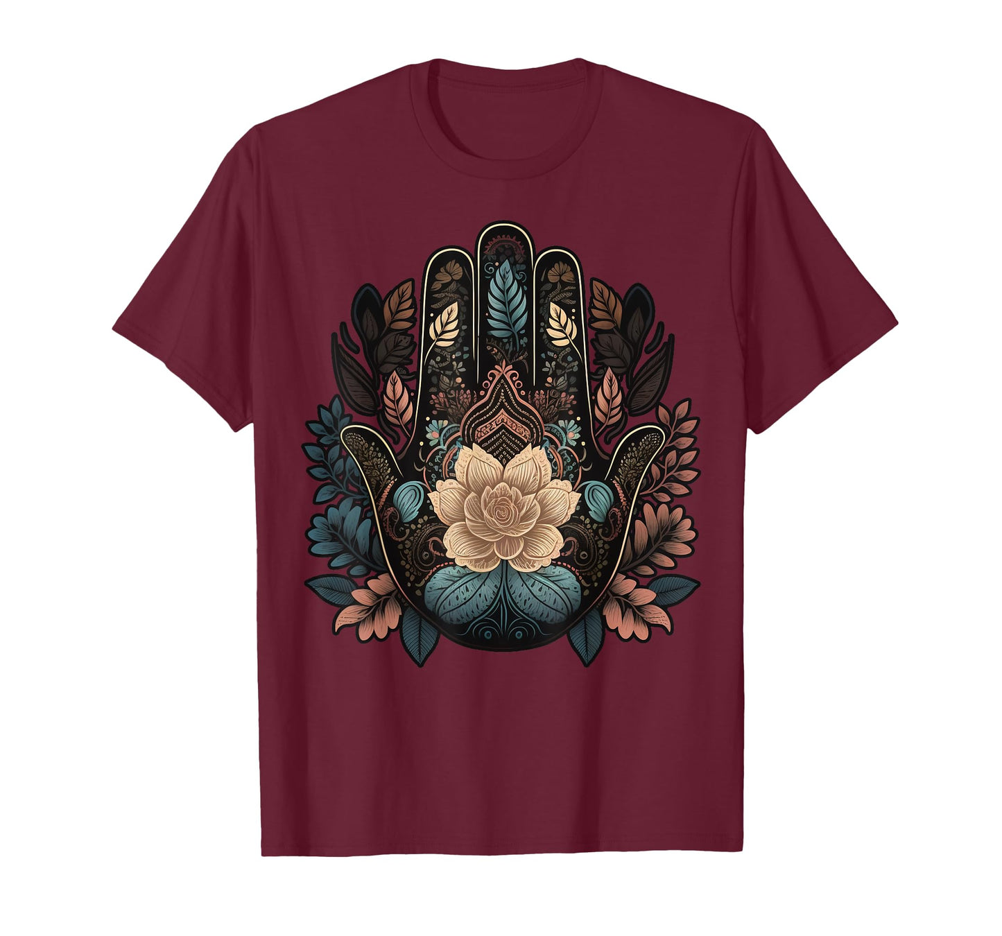 Floral Khamsah or Hand of Fatima on flower Hand of Hamsa T-Shirt