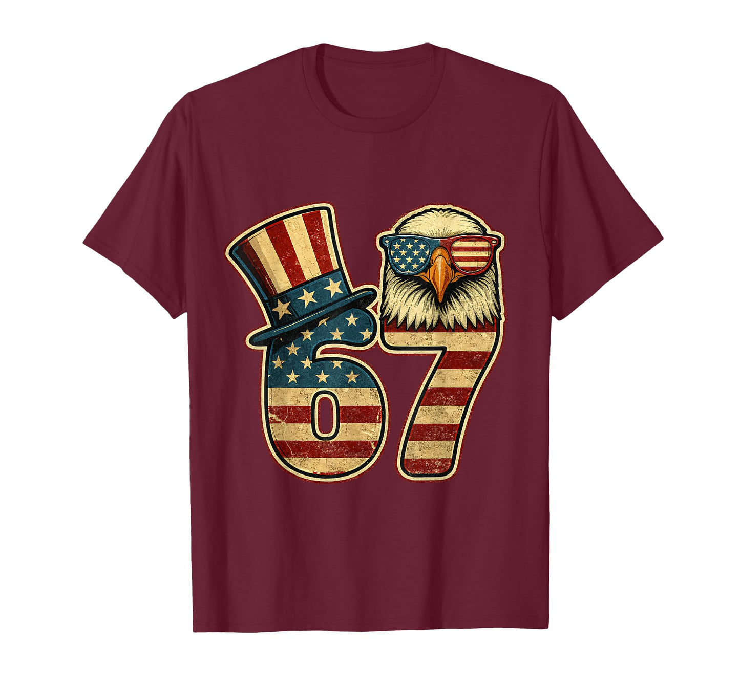 67 Six Seven Eagle Outfit for 4th of July Patriotic USA Flag T-Shirt