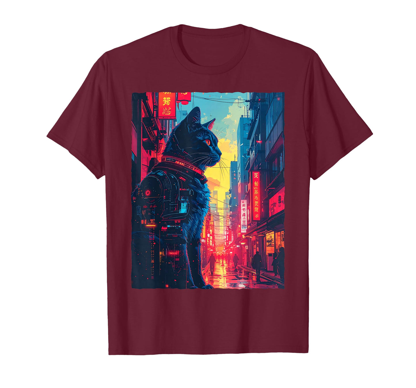 Cyborg Cat Japanese Streetwear Sci-Fi Mecha T-Shirt