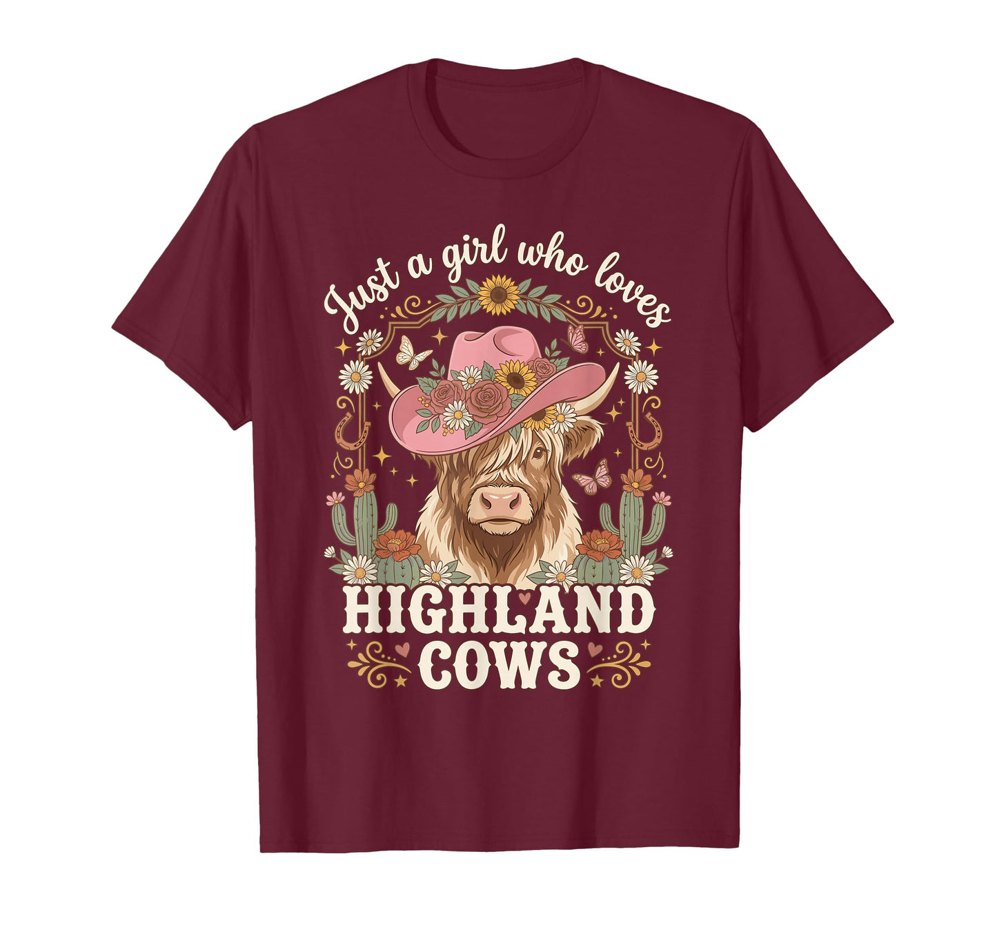 Just A Girl Who Loves Highland Cows Moo Western Boho Rancher T-Shirt