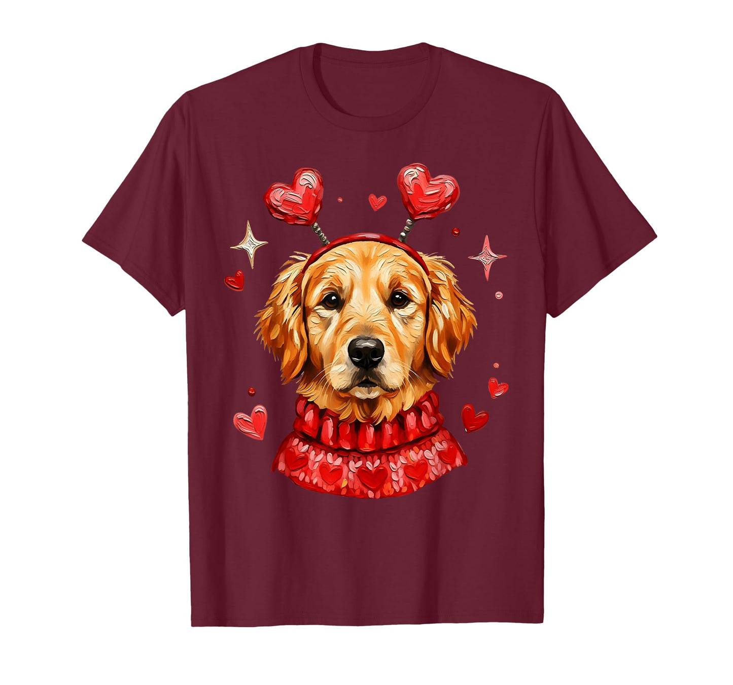 Golden Retriever Valentine Cute Heart Dog Mom Dad Dog Lover T-Shirt