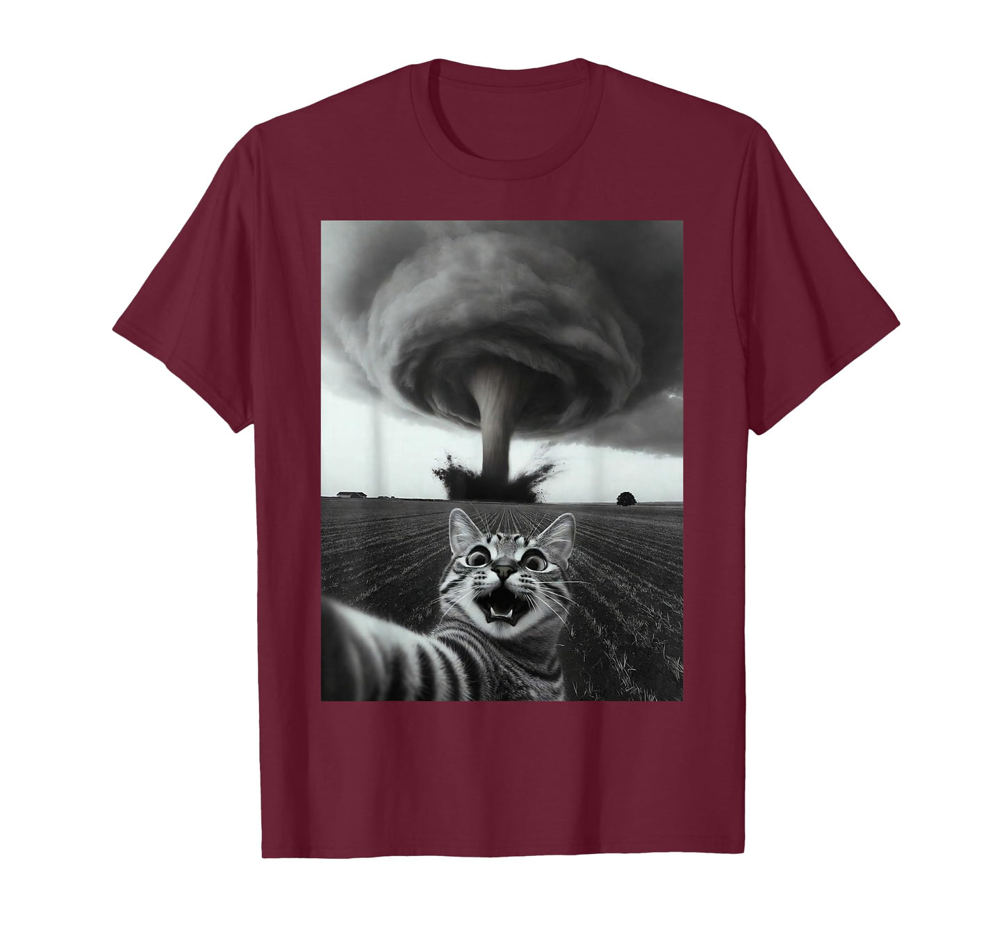 Funny Tornado Selfie Cat Meme – Cute Storm Weather Humor T-Shirt