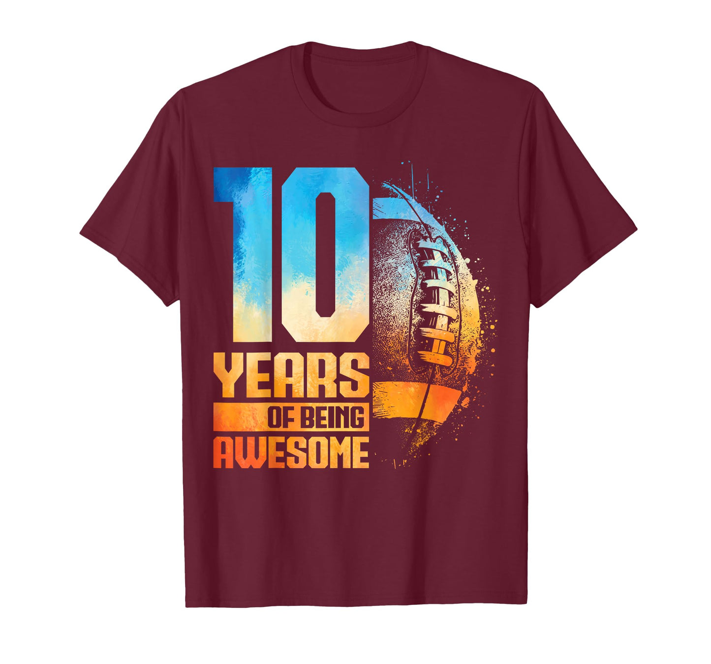 10th Birthday Retro American Football 10 Years Old Boy Girl T-Shirt