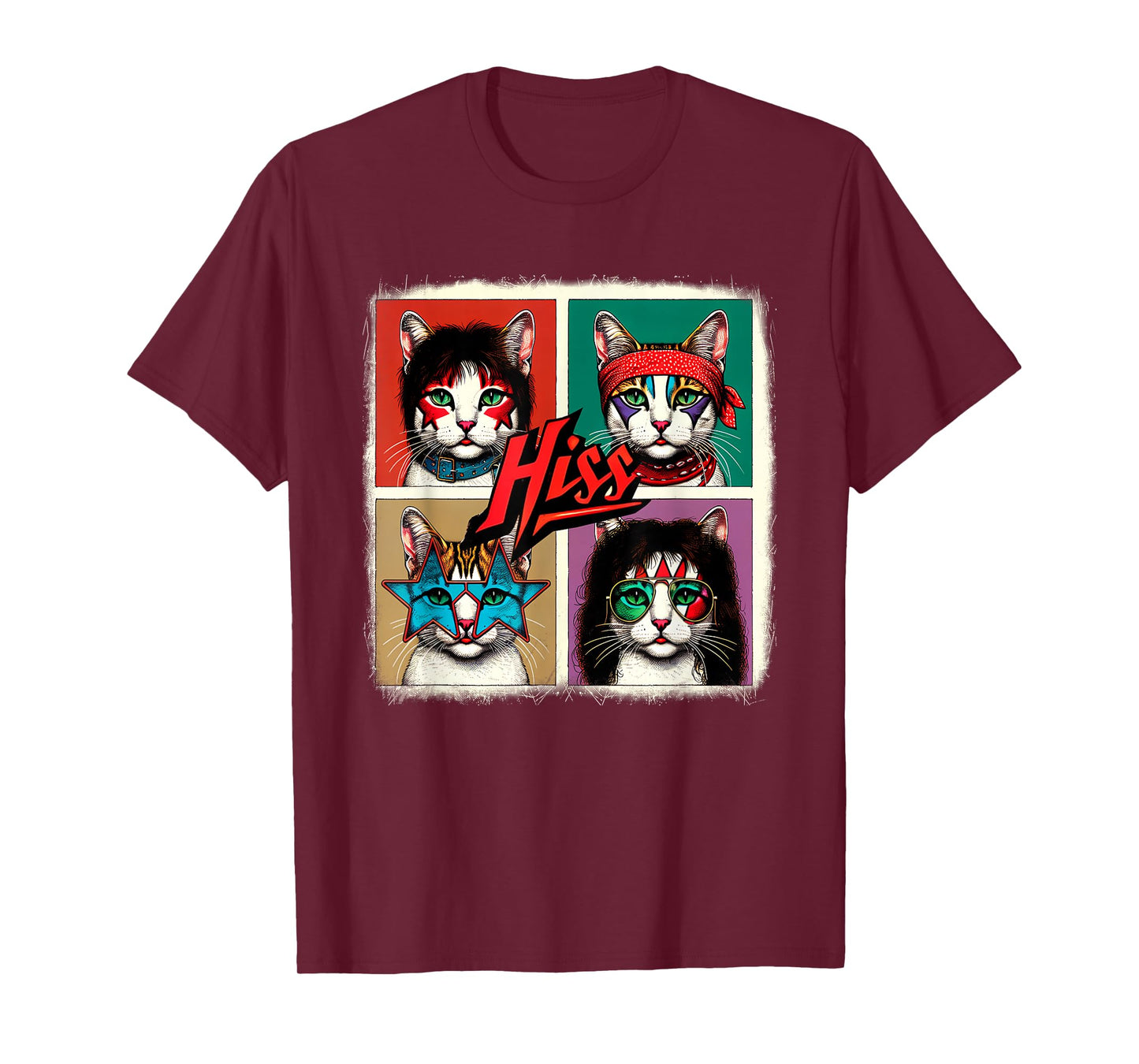 Rock Band Retro Cat Music Concert Band 70s 09S0SR T-Shirt