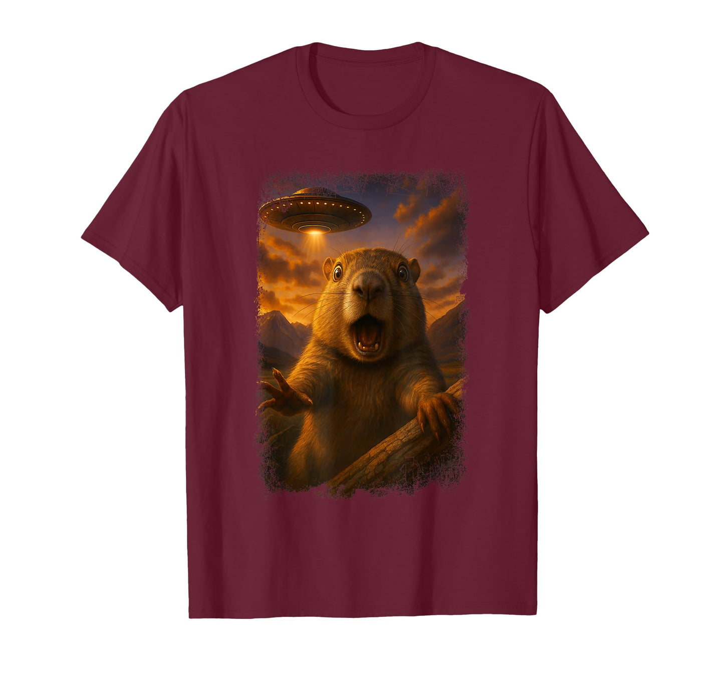 Distressed Prairie Dog UFO Selfie Funny Alien Invasion Humor T-Shirt