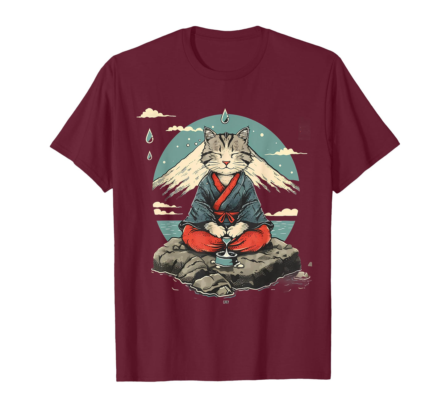 Cat Meditation Mountain Yoga Buddhist Zen Buddha Hindu Men Women Girls Kids T-Shirt