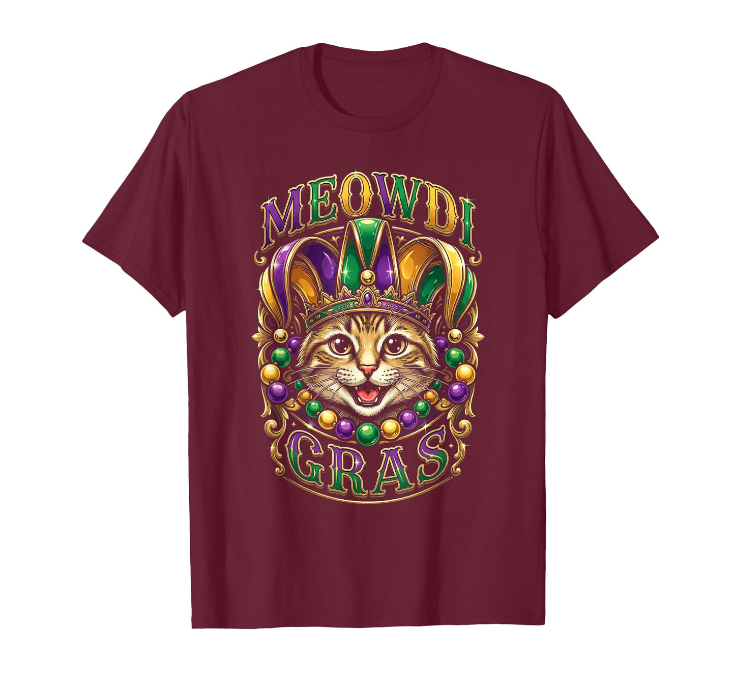 Meowdi Gras Cat Mardi Gras Fat Tuesday Carnival New Orleans T-Shirt