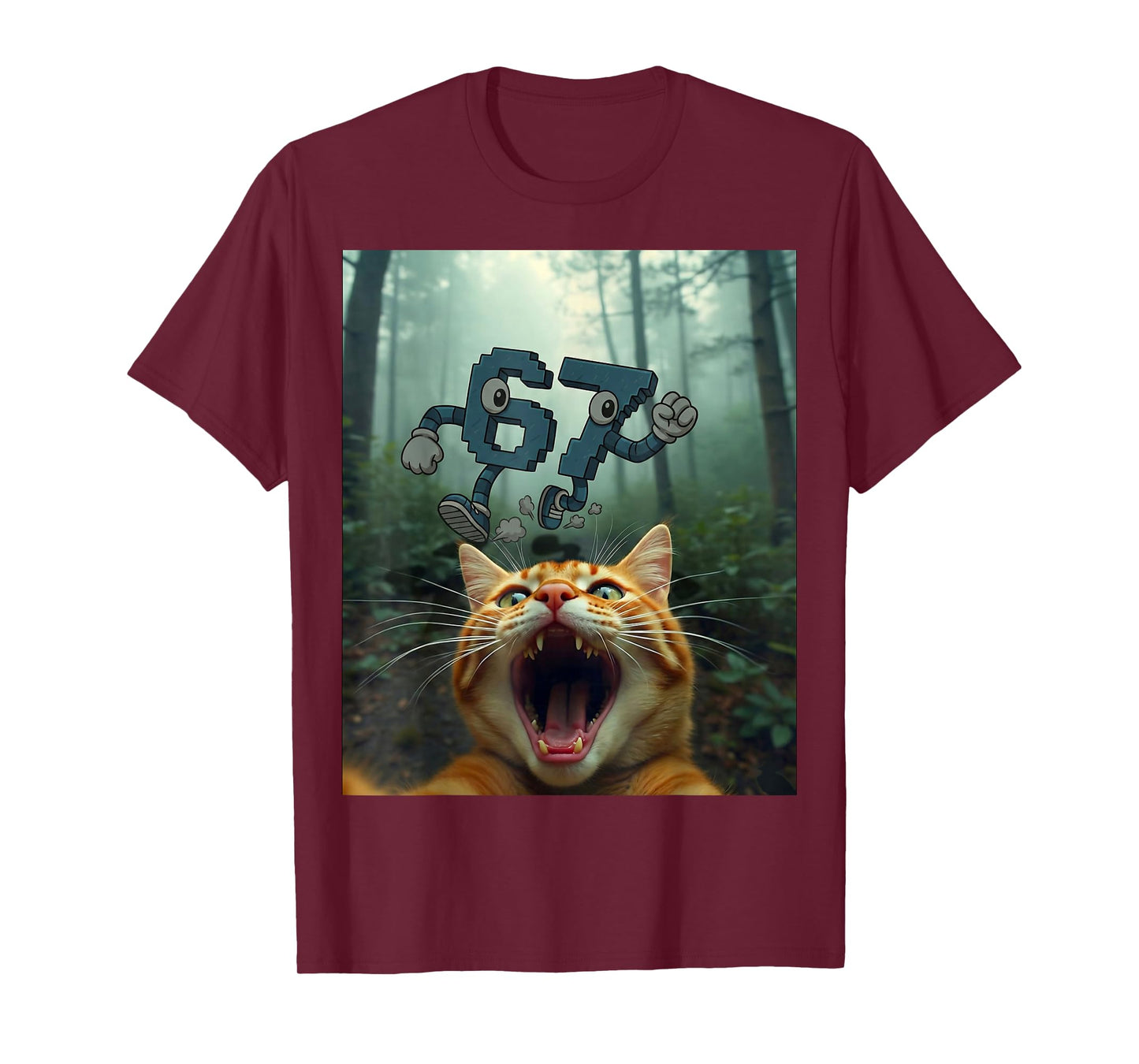 Funny 67 Cat Selfie 6 7 Brainrot Teen Boys Meme Hands Kids T-Shirt