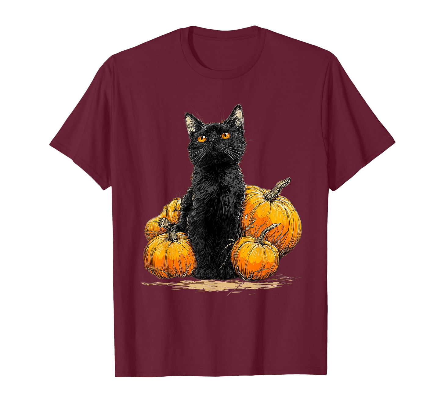 Black Cat Funny Halloween Pumpkin Cat Lover Cat Mom Dad T-Shirt