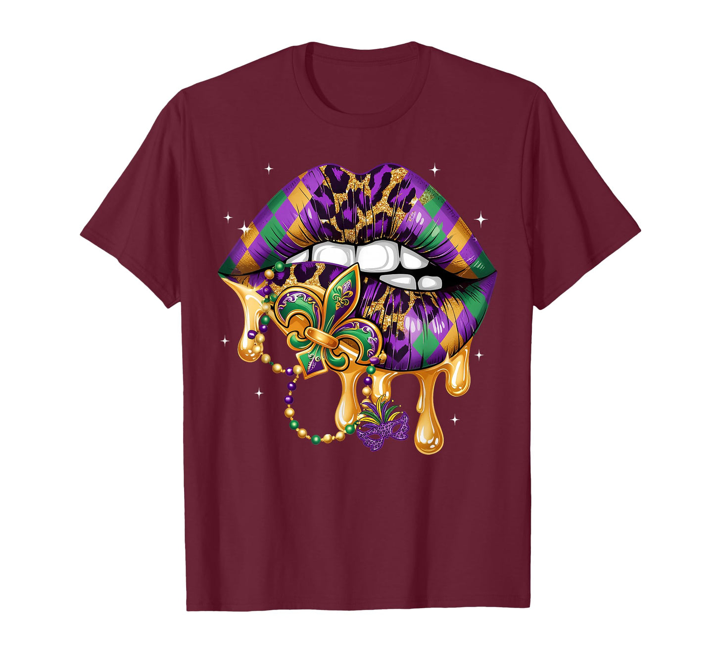 Mardi Gras Lip Women Girl Fleur De Lis Costume Funny T-Shirt