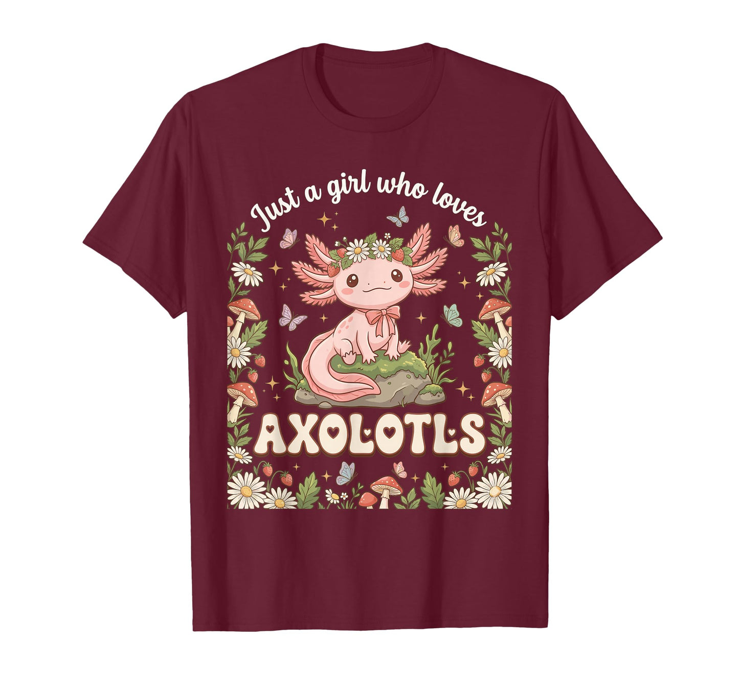 Just A Girl Who Loves Axolotls Cute Flower Crown Women T-Shirt