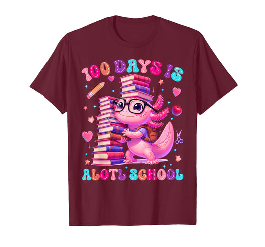 100 Days is Axolotl School Funny Kids Boys Girls T-Shirt