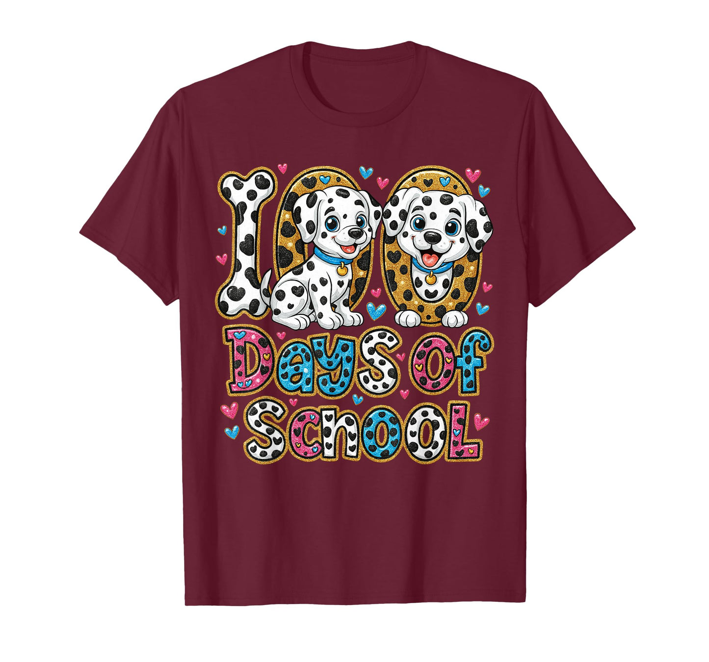Preppy 100 Days of School Dalmatian Dog Teachers Kids T-Shirt
