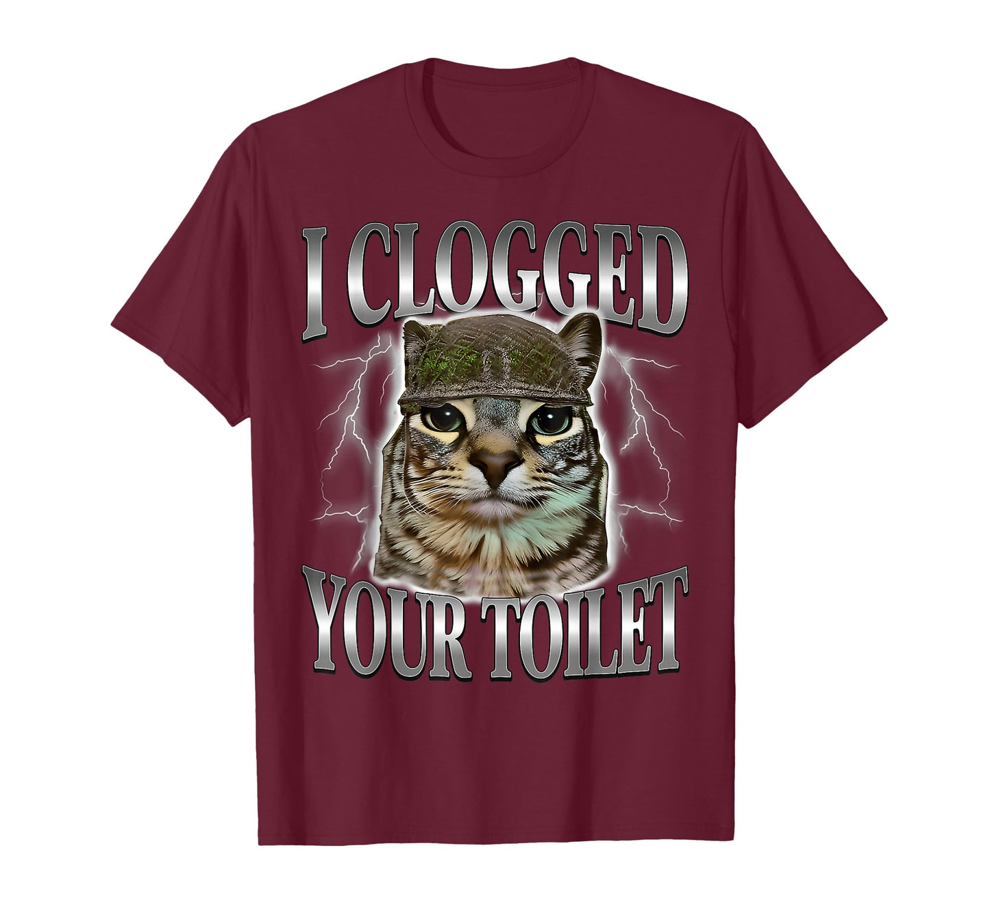 I Clogged Your Toilet Funny Stupid Brainrot Staring Cat Meme T-Shirt