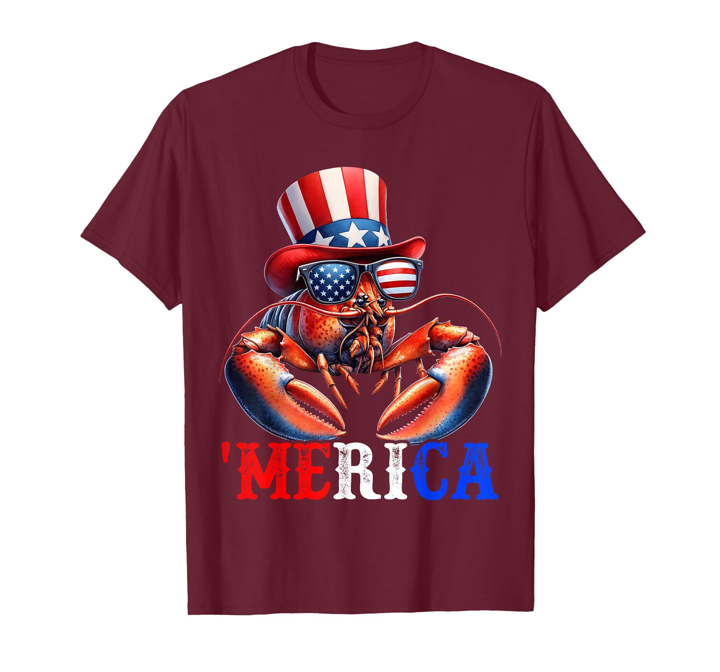 Merica Lobster Patriotic 4th of July Funny Kids Men Women T-Shirt