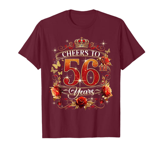 Cheers to 56 Years Old Wedding Anniversary 56th Birthday T-Shirt