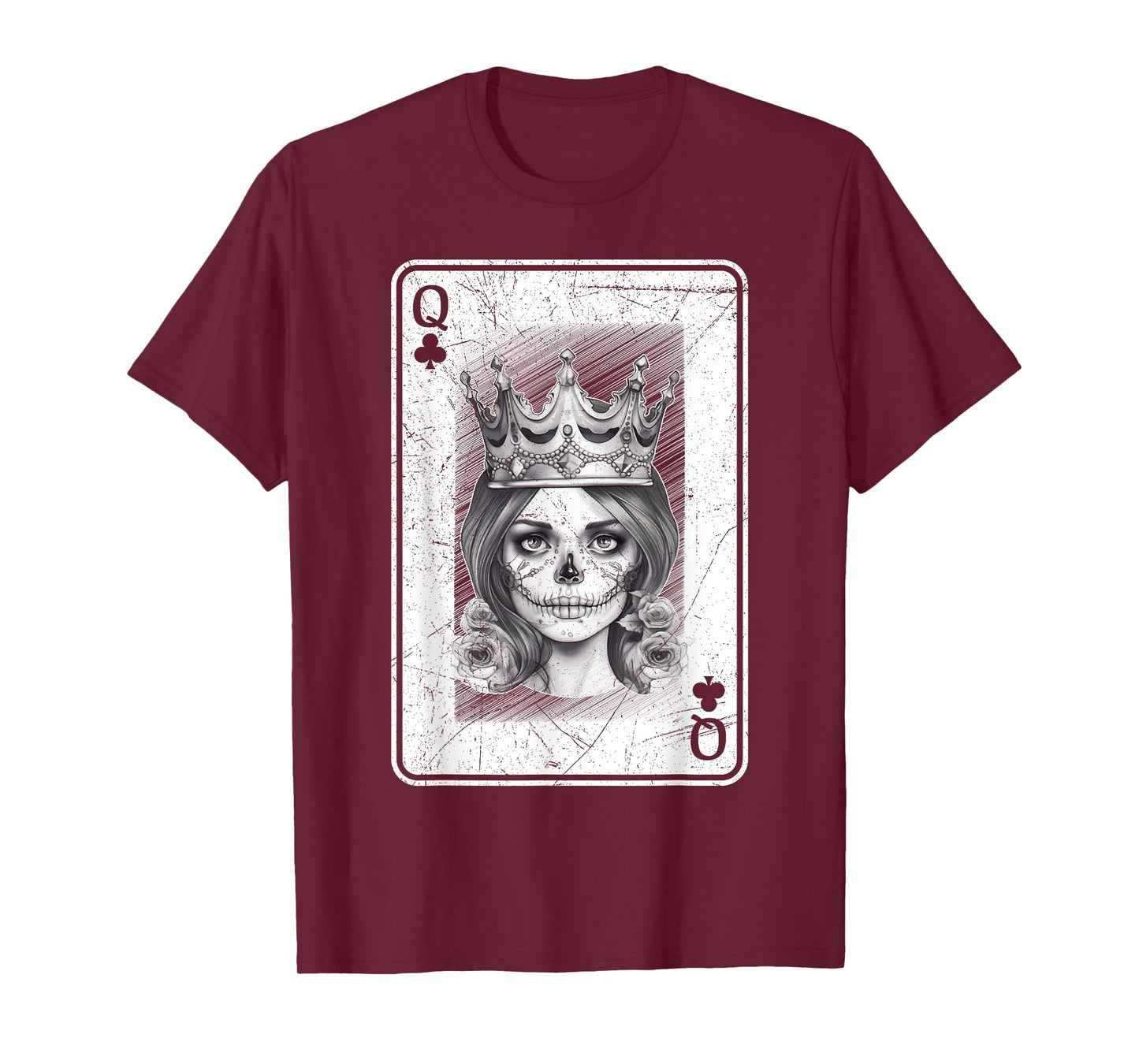 Poker Card Game Creepy Queen of Spades Gothic Halloween Fan T-Shirt