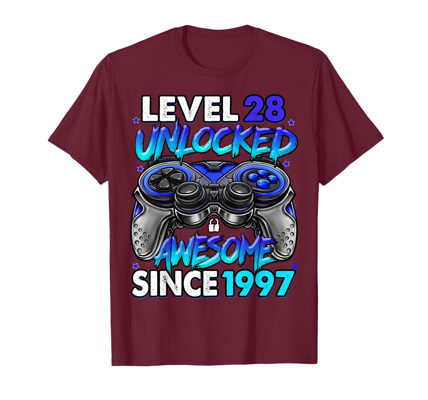 Level 28 Unlocked Awesome Since 1997 28th Birthday Gaming T-Shirt
