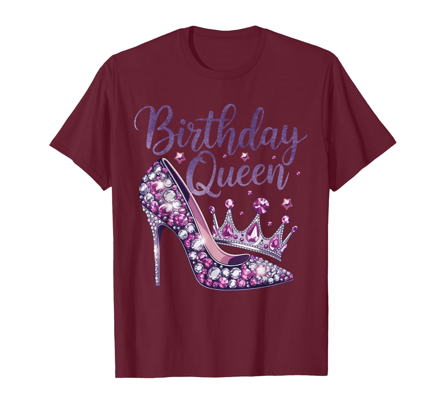 Birthday Queen with Purple Diamond Crown for Women T-Shirt