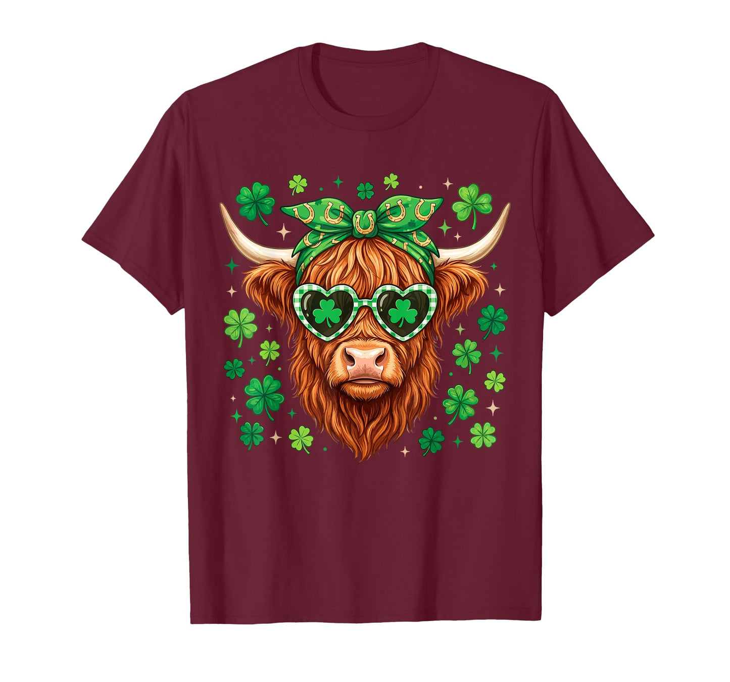Highland Cow St Patricks Day Heifer Saint Pattys Women Kids T-Shirt