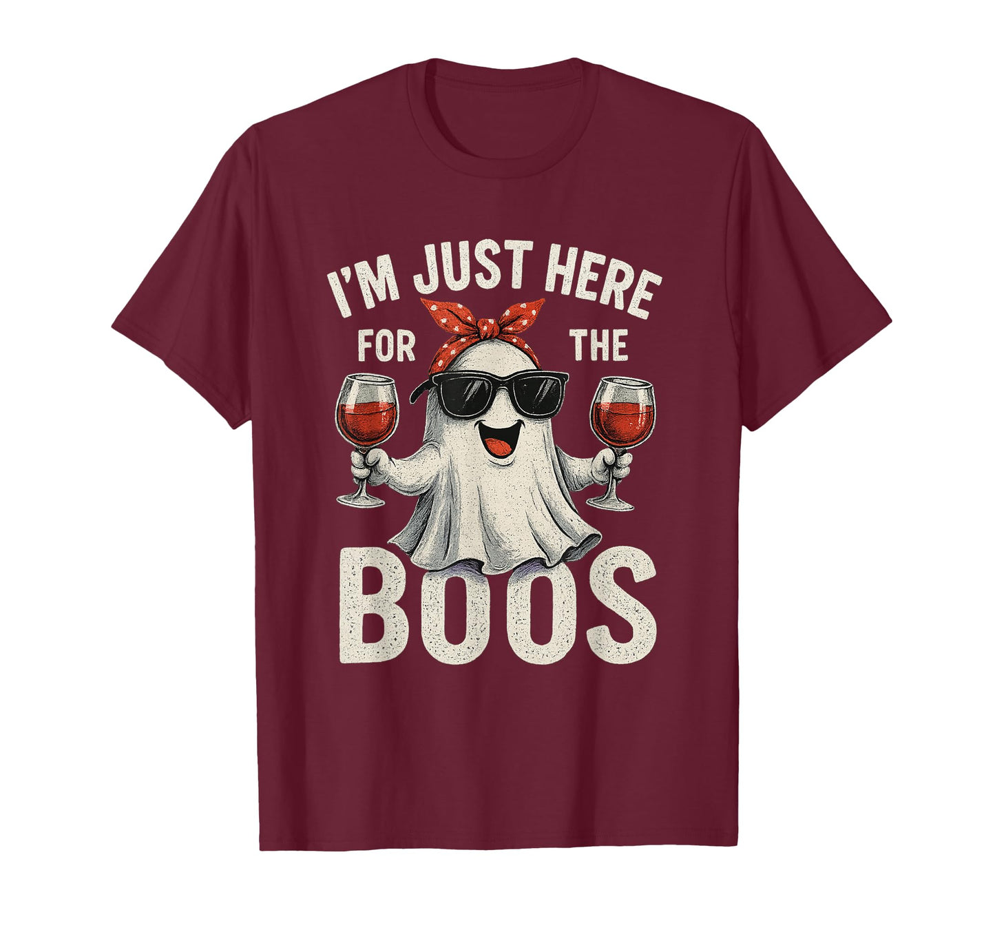 I'm Just Here for The Boos Halloween Women Ghost Cute Funny T-Shirt