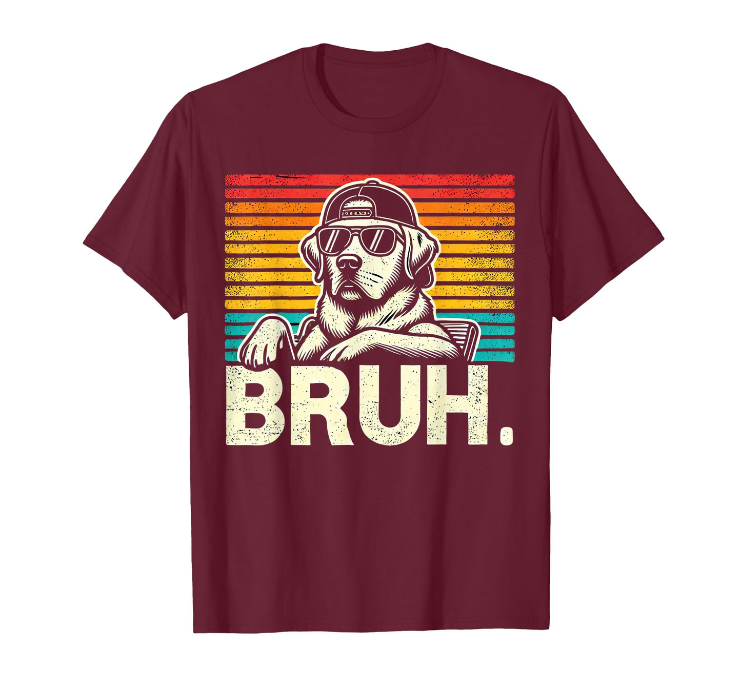 Bruh Retro Vintage 80s Dog Sunglasses Funny Bruh Labrador T-Shirt