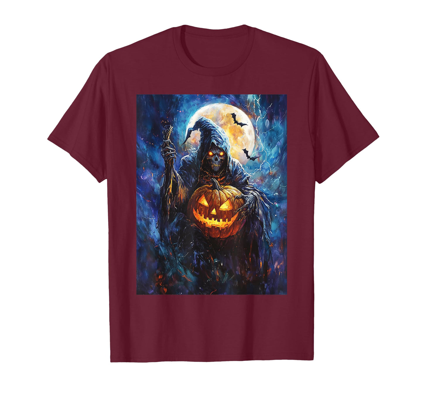 Halloween Spooky Pumpkin Design Scary Grim Reaper Halloween T-Shirt