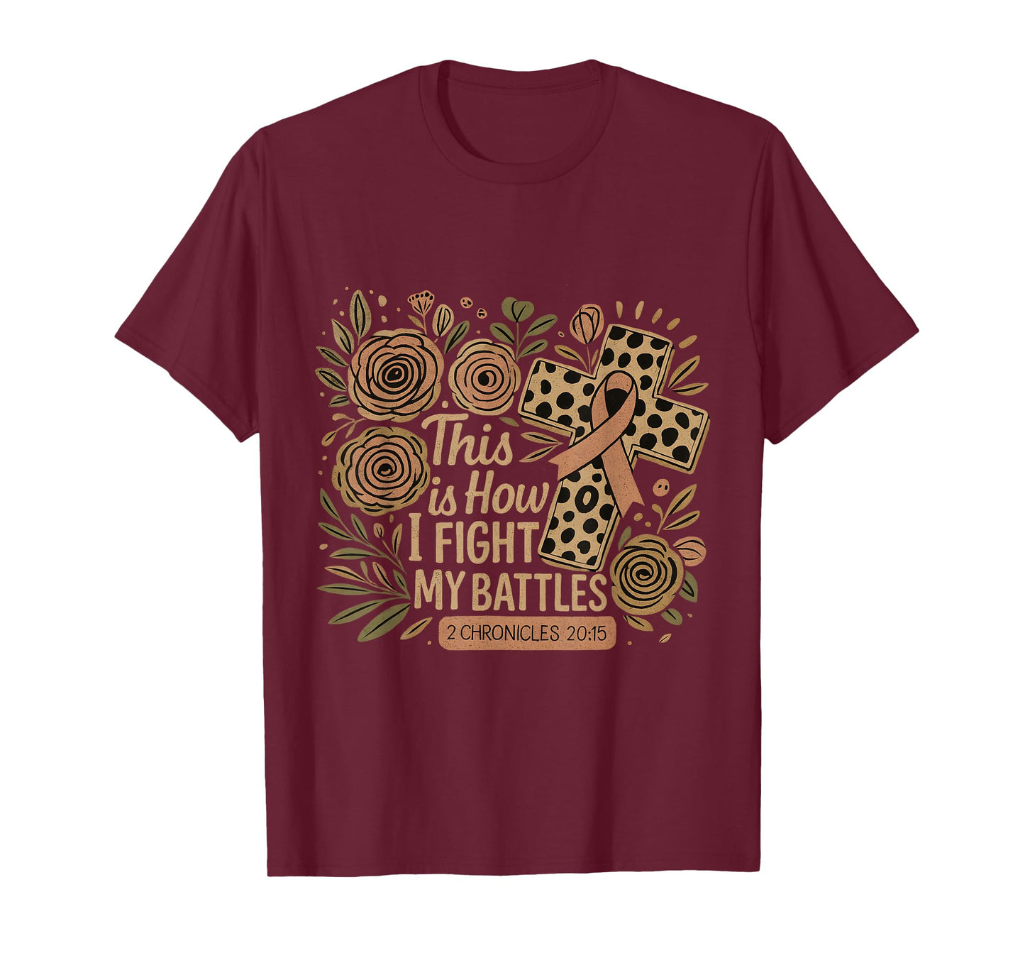Scripture Cross Ribbon Floral Faith Inspirational T-Shirt