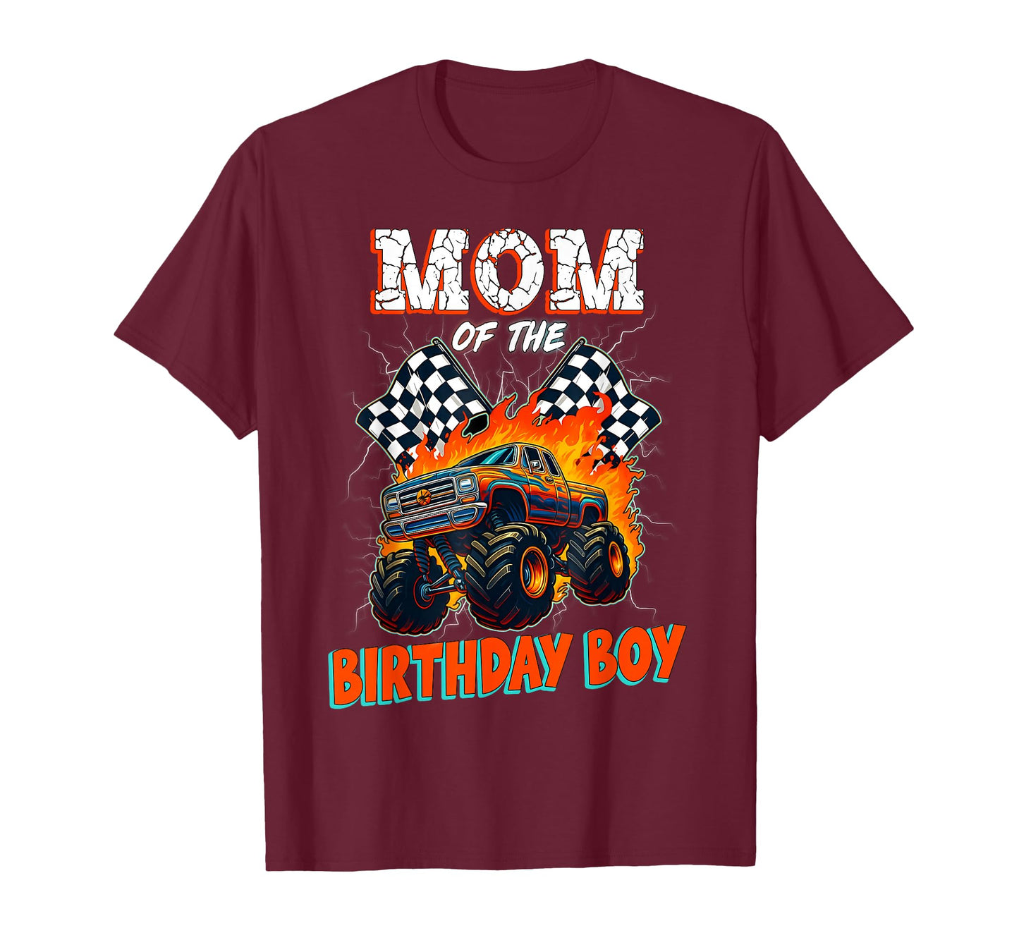 Funny Monster Truck Mom of The Birthday Boy Family Matching T-Shirt