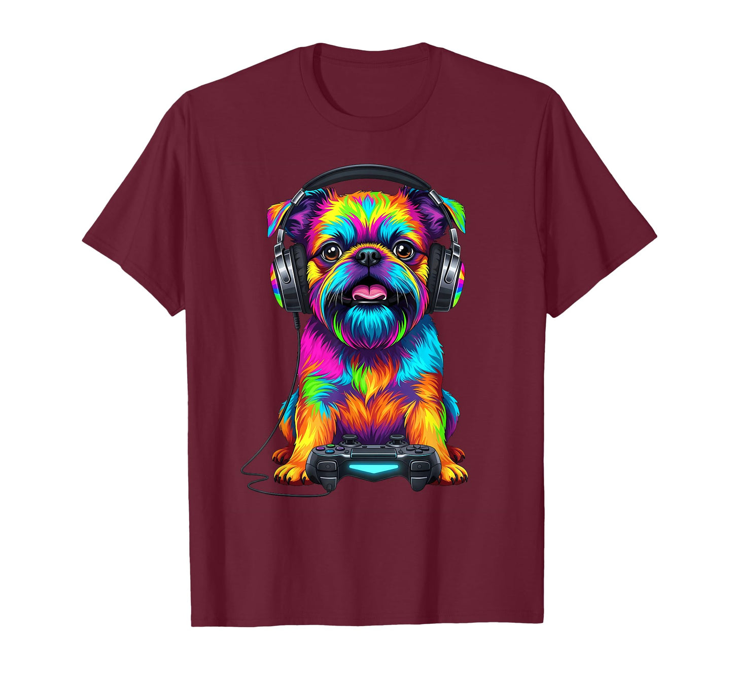 Colorful Brussels Griffon Video Game Gamer Dog Zoo Design T-Shirt