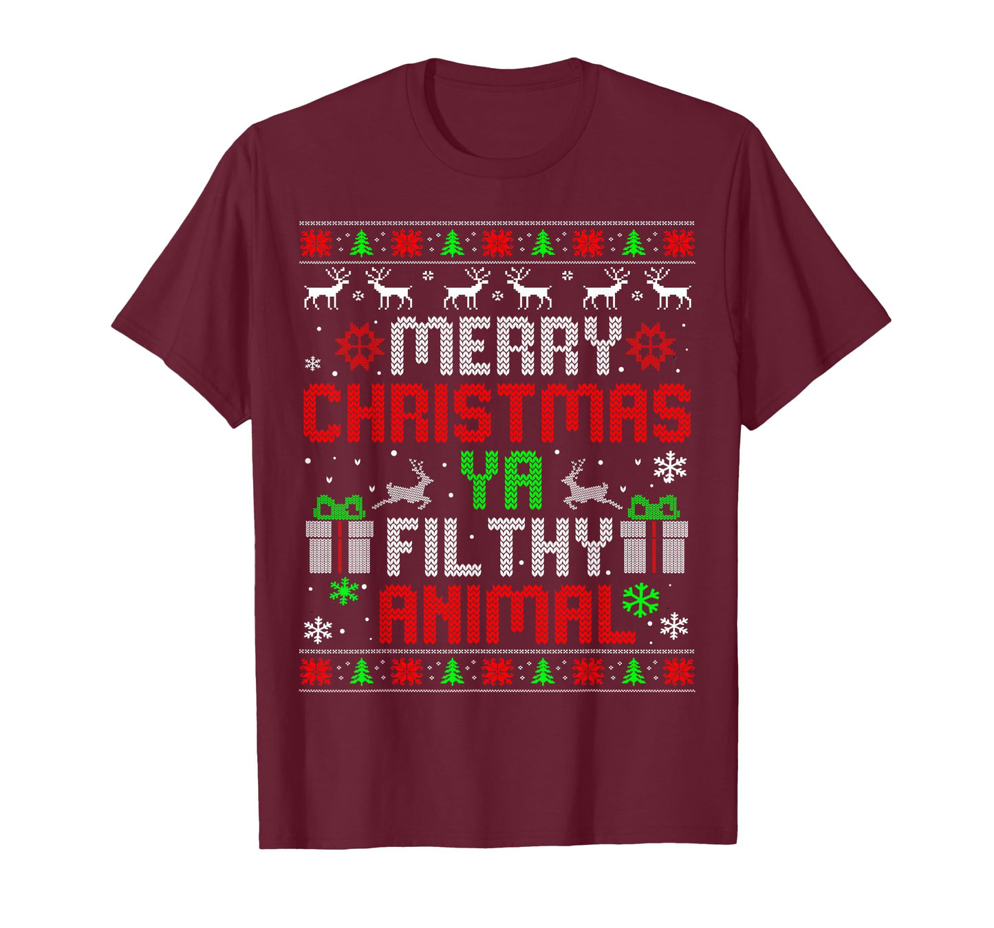 Merry Christmas Animal Filthy Xmas Ugly Ya Family Pajama T-Shirt