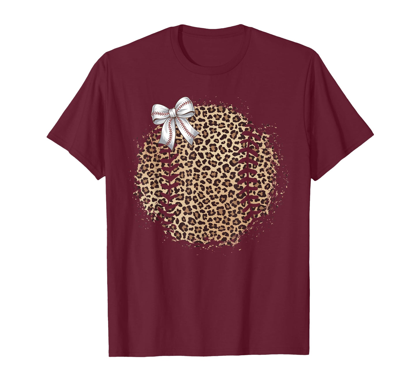 Baseball Mom Leopard Coquette Bow Baseball Mama Game Day T-Shirt
