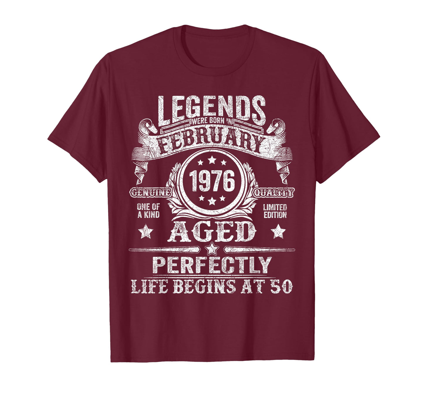 Legends were Born in February 1976 Vintage 50th Birthday Men T-Shirt