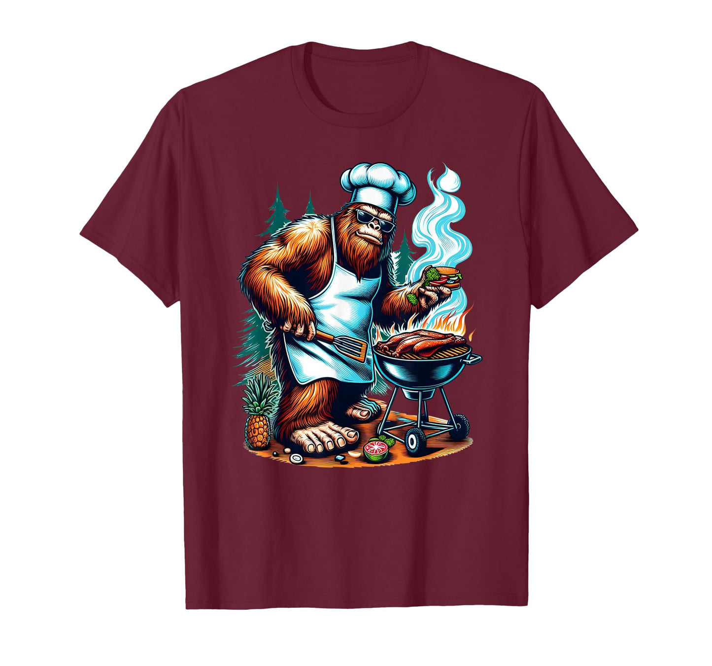BBQ Master Bigfoot Chef Grill Cooking Barbecue Dad Funny T-Shirt
