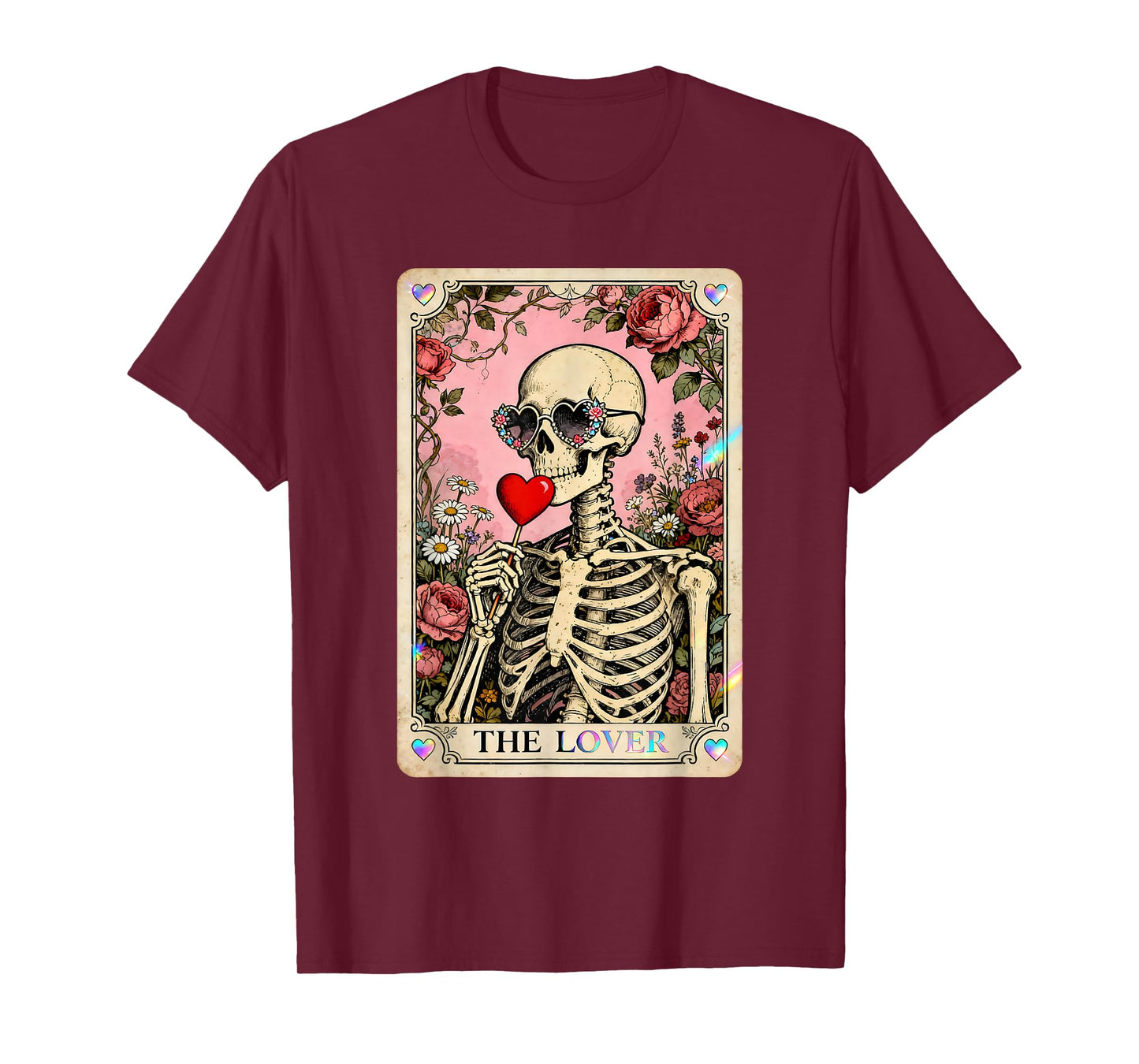 The Lover Skeleton Gothic Valentine Tarot Art T-Shirt