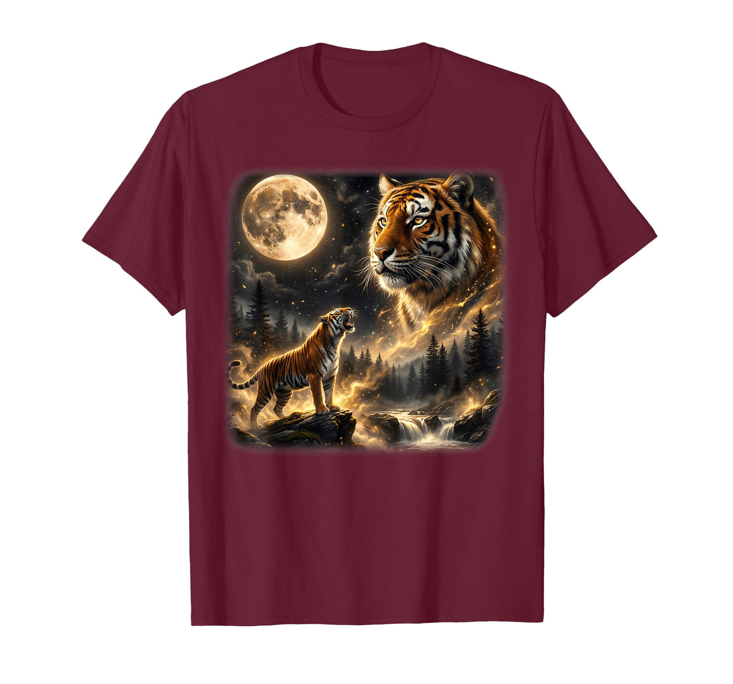Tiger Howling to The Moon Vintage 90s Retro Cat Animal Lover T-Shirt