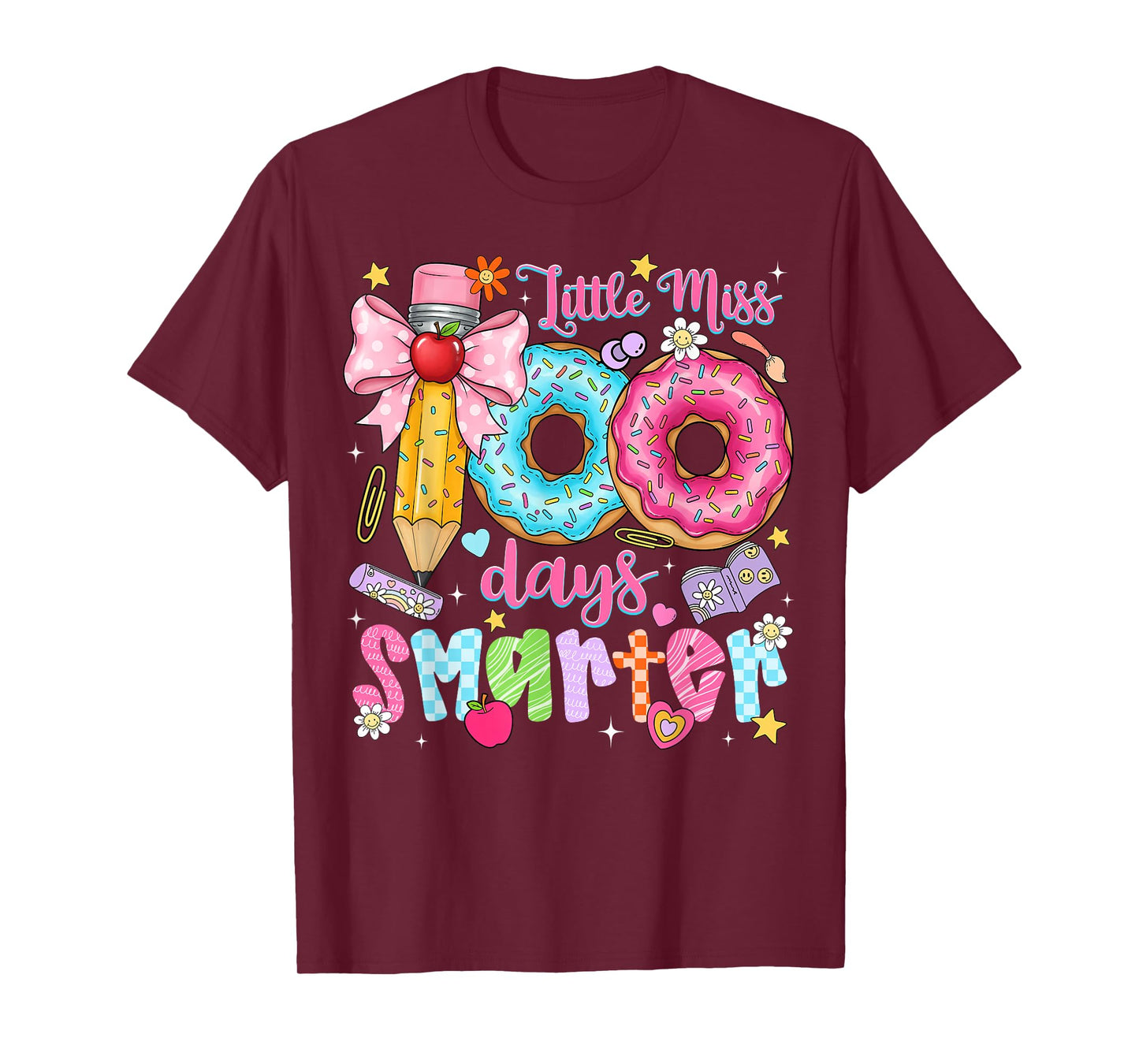 100th Day of School Little Miss 100 Days Smarter Donut Girl T-Shirt