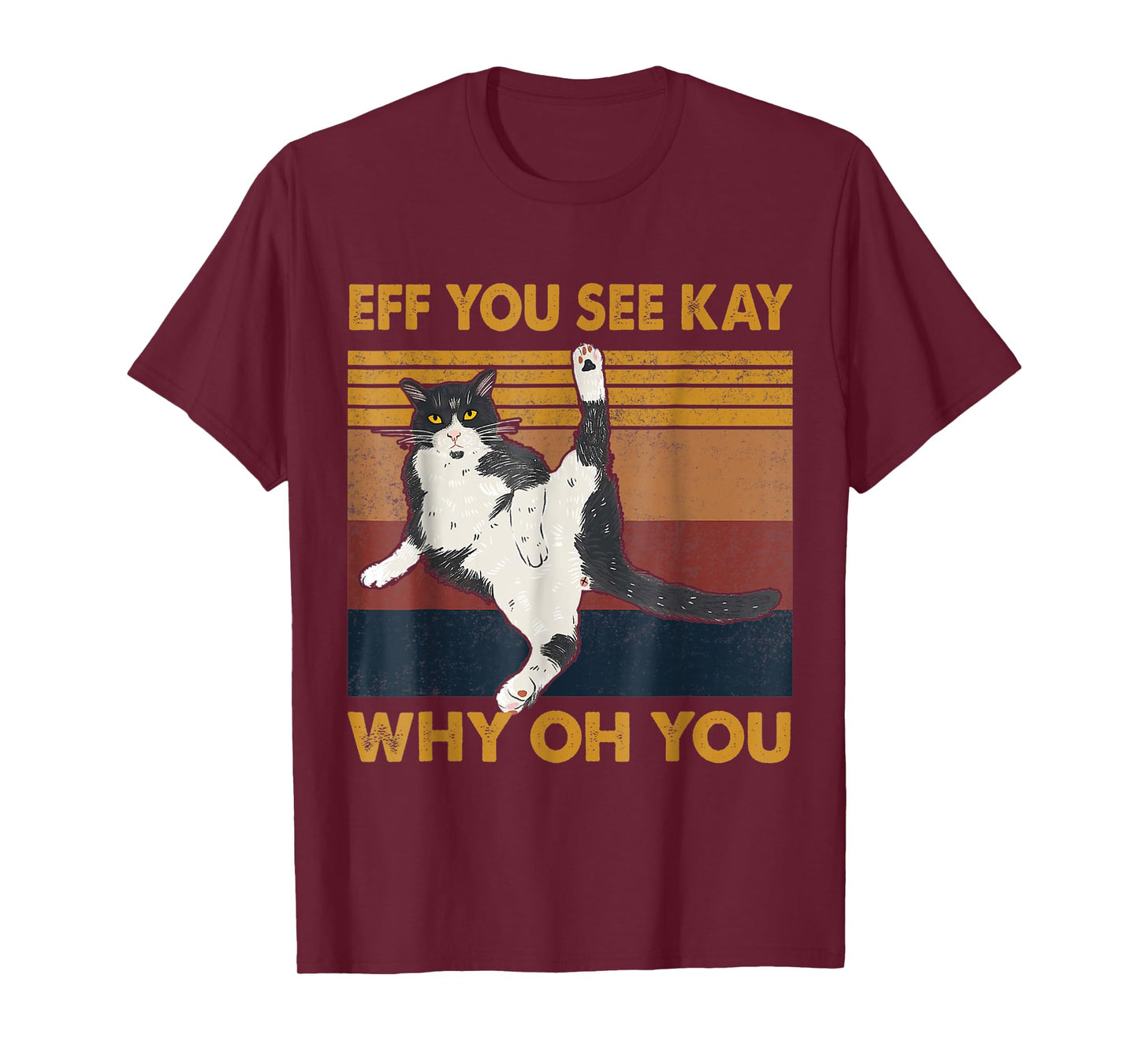 Eff You See Kay Why Oh You Cat Yoga Retro Vintage T-Shirt for Men Women Girls Kids